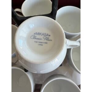 Mikasa Classic Flair Footed Coffee Cups – Set of 7 – Fine China – Japan – White